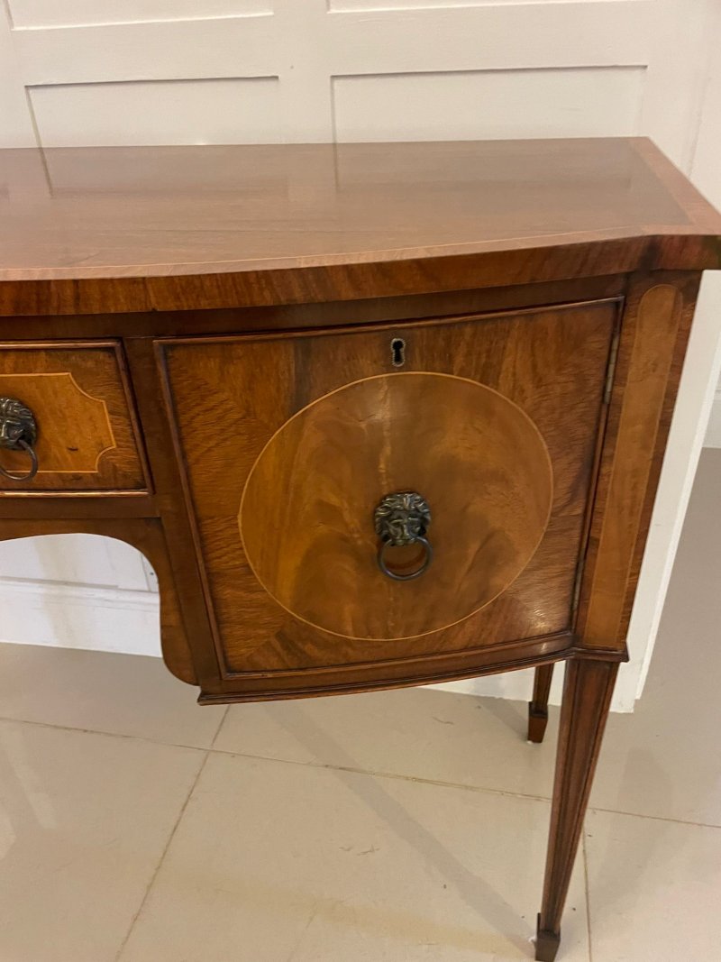 Antique Quality Figured Mahogany Bow Fronted Sideboard - Image 10